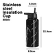 thumbnail image 2 of Botella de agua deportiva: a prueba de fugas, de acero inoxidable con aislamiento al vacío, doble pared, taza térmica, cantimplora de metal, 2 of 5