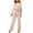 Beige, variant on Women Jumpsuits & Playsuits Elegant Boat Neck Romper Ladies Loose Playsuit 3/4 Sleeve High Waist Dungarees Wide Leg Bib Overalls Party Clubwear Straight Trousers with Belt