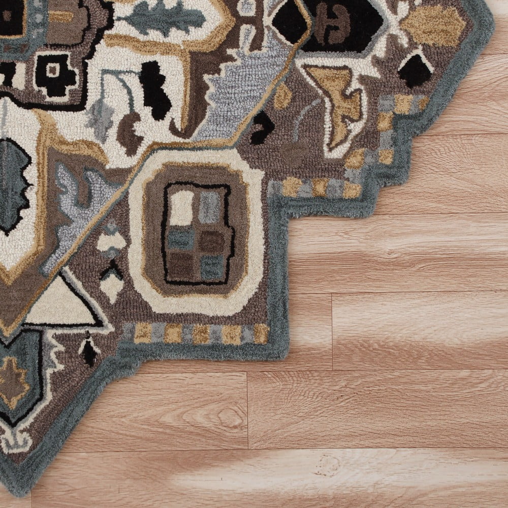 Ox Bay Selah 5' Star Gray/Mocha Southwestern Hand-Tufted Indoor Area Rug