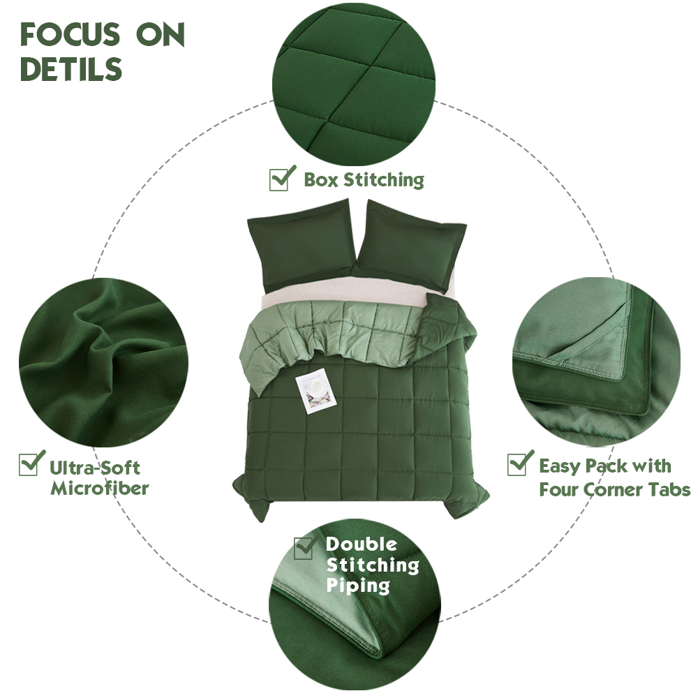 HIG Lightweight Down Alternative Queen Comforter Set, Green photo 5