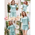 thumbnail image 3 of TEMOFON Women's 2 Piece Striped Lounge Set, Summer Casual Comfy Short Sleeve Top & Matching Shorts Loungewear Set, 3 of 9