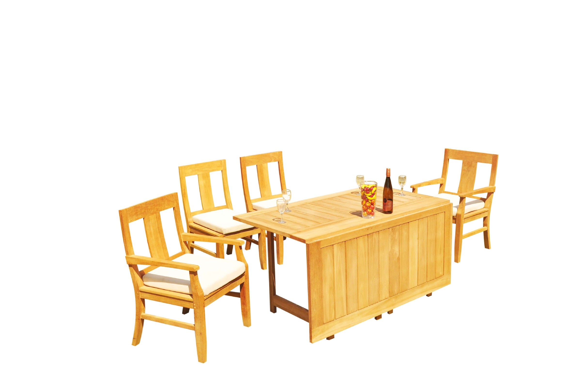 Grade-A Teak Dining Set: 4 Seater 5 Pc: 60" Square Rectangle Butterfly Table And 4 Osborne Chairs (2 Arm & 2 Armless Chairs) WholesaleTeak #51OS1405 - image 4 of 6