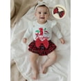 thumbnail image 4 of BemeyourBBs Baby Girl Christmas Outfit Includes Romper Plaid Shorts Headband Socks, 4 of 9