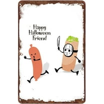Taco Happy Halloween Friend Metal Tin Sign Hot Dog Bread Decor Vintage Wall Decor Food Halloween Poster Humor Horror Sign For Home Office Cafe Bar Club Restaurant Decor 5.5x8 Inches