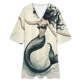 thumbnail image 4 of Long-haired Mermaid Dancing Womens Dress With Pockets Summer V Neck 3/4 Sleeve Dress Plus Size Loose Dress, 4 of 7