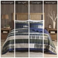 thumbnail image 2 of Woolrich Spruce Hill Reversible Quilt Set - Cottage Styling Reversed to Solid Color, All Season Lightweight Coverlet, Cozy Bedding Layer, Matching Shams, Oversized Full/Queen, Stripes Green 3 Piece, 2 of 2