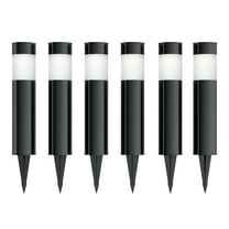 Pure Garden Set of 8 LED Solar Path Bollard Lights for Landscape (Black)