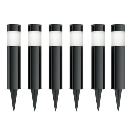 Pure Garden Set of 8 LED Solar Path Bollard Lights for Landscape (Black)