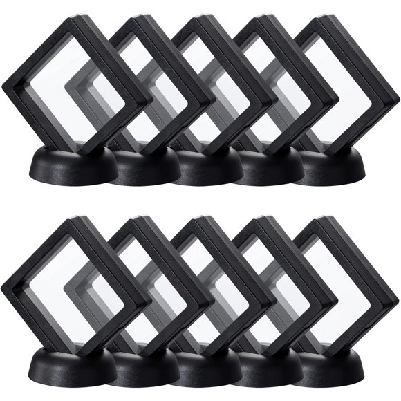 Black 3.5×3.5×0.8 inchesBlack 3D Floating Frame, 10 Pack 4.34.30.8"/110X110X20m Challenge Coin Holder Display With Base for Medallions, Specimen, Jewelry