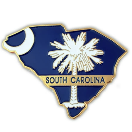 State Design Lapel Pin - PinMart's State Shape of South Carolina and SC Flag Lapel Pin