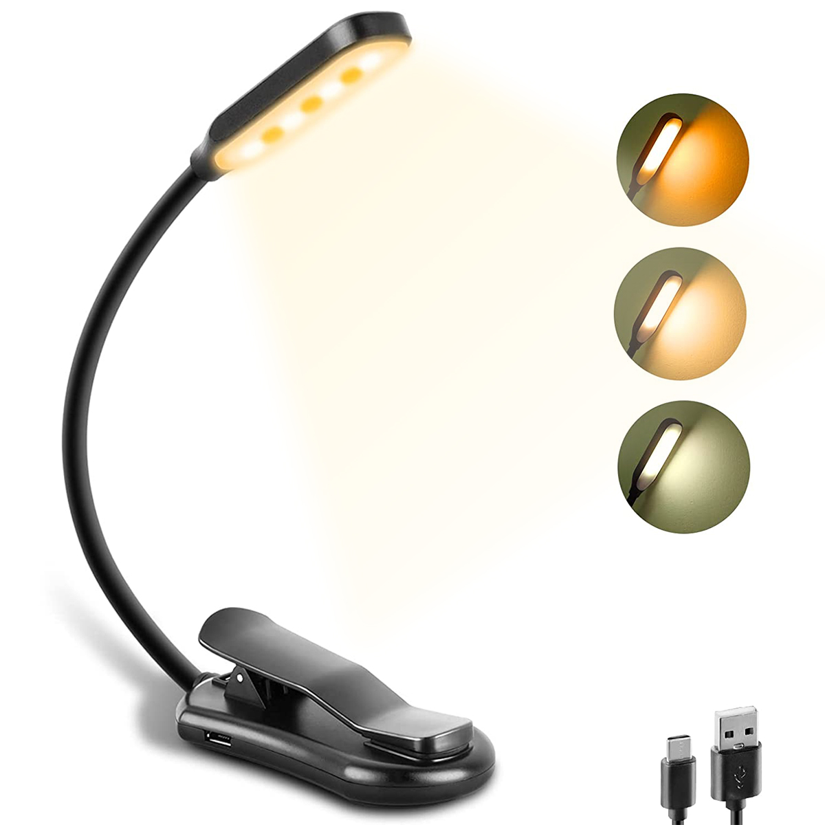 Book Light,Rechargeable Reading Lights,Clip On Kids Reading Light with