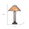 thumbnail image 2 of 25" Rust Metal Two Light Table Lamp With Amber Square Shade, 2 of 5