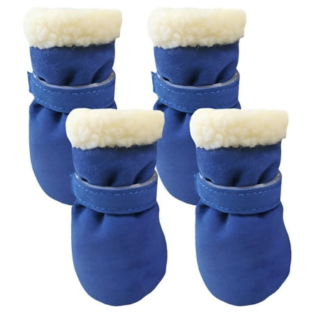 TELOLY 4Pcs Dog Shoes Breathable Fabric Dog Boots Comfortable Fit Dog Winter Boots Blue S