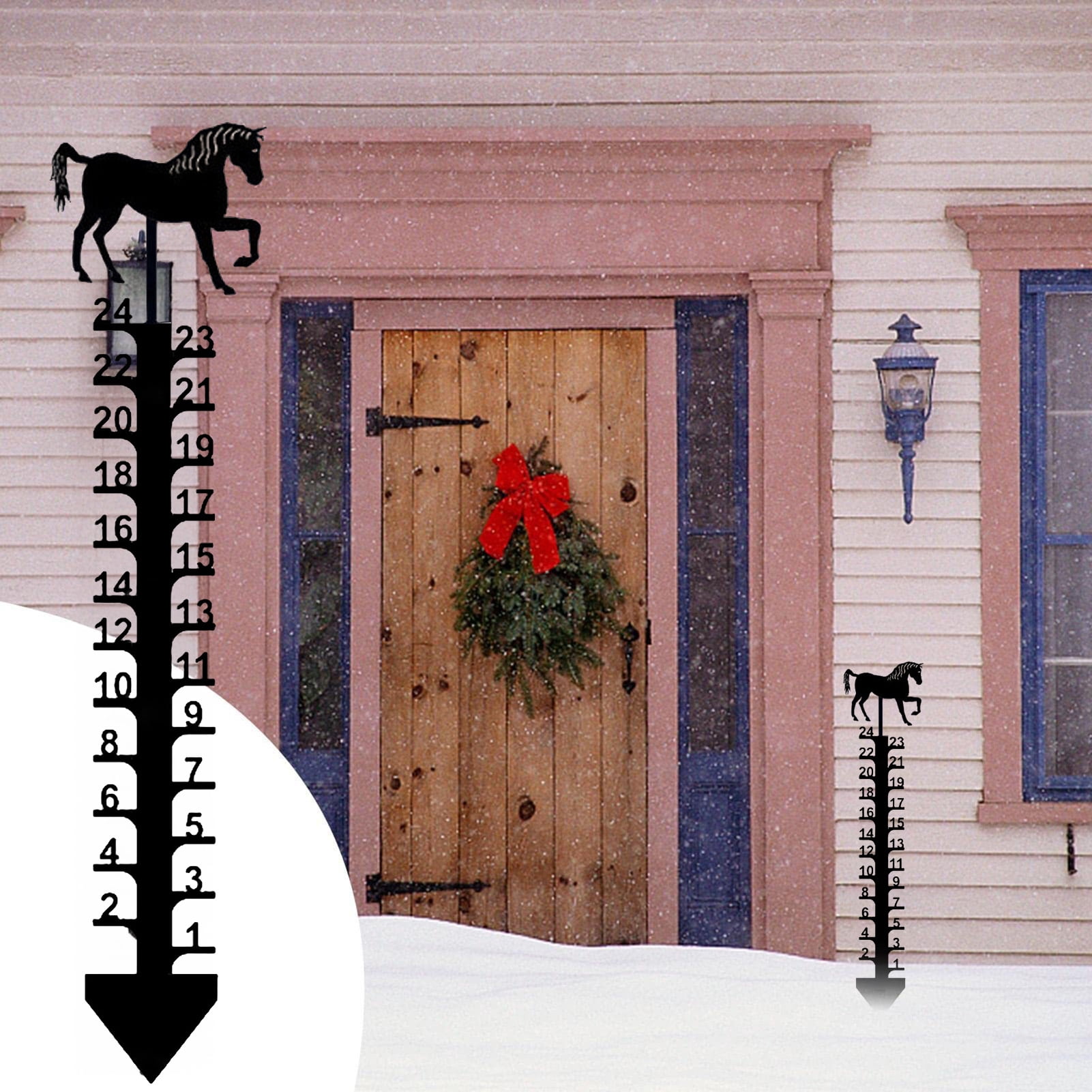 OIUR Snow Gauge Outdoor Metal Snowflake Iron Art Snow Gauge Accurate Snowfall Measuring Gauge Windproof Snow Ruler Christmas Yard Lawn Garden Decor