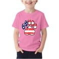 thumbnail image 3 of MKOSPLRT Girls 4th of July Shirt, Cute American Flag Stars Stripes Print Crew Neck Short Sleeve T-Shirt Pink 9-10Years, 3 of 6
