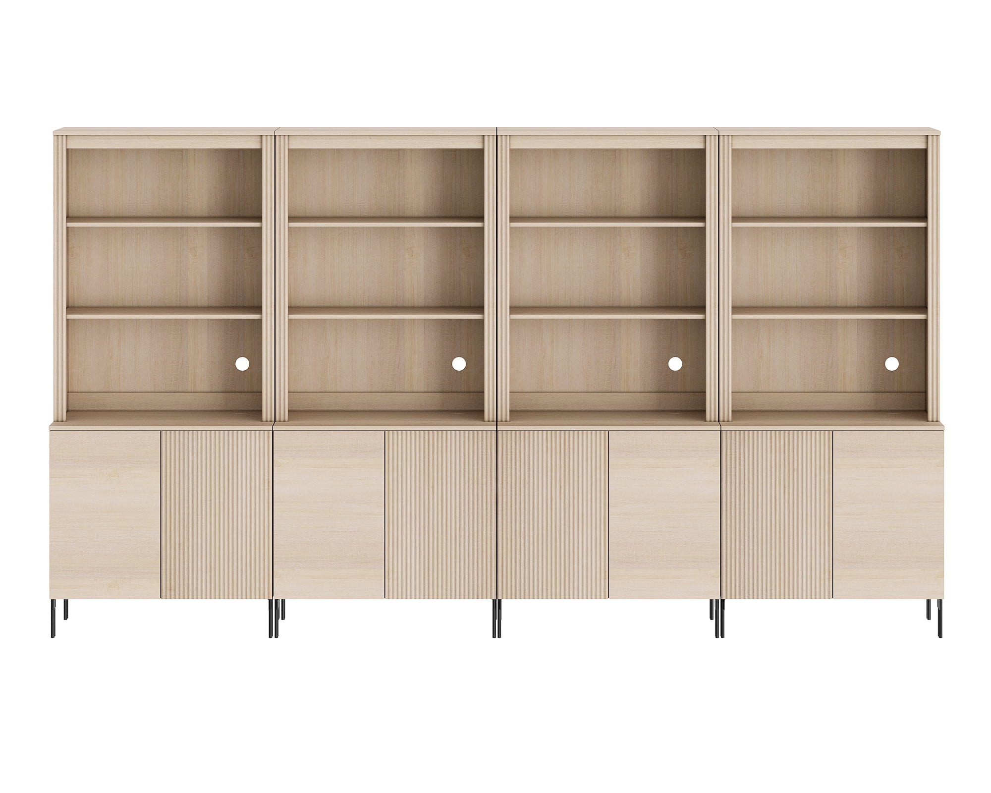 3-In-1 71" Tall Arched Kitchen Pantry Cabinet, Wood Bookcase Display Cabinet With Doors And Adjustable Shelves, Mid-Century Modern Versatile Cupboard For Dining Room, Bedroom