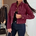 thumbnail image 4 of WTOBBY Women's Fashion Solid Color Tops Long Sleeve Jacket Zipper Coat, Versatile and Lightweight Outerwear for Everyday Fashion and Comfort,Wine L, 4 of 6