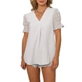 thumbnail image 1 of Txlixc, camisas de gasa salvaje a la moda para mujer, blusas sueltas informales de verano de manga corta con lunares suizos de Color sólido Txlixc Moda, 1 of 6