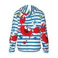 thumbnail image 3 of Easygdp Red Funny Crab on Blue Stripe Lightweight Long Sleeve Sun Shirt Sports long-Sleeved Sun Protective Clothing, Quick Drying Breathable - Small, 3 of 9
