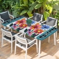thumbnail image 2 of Spring Daisy Table Cloths for 5 Foot Rectangle Tables, Turquoise Modern Abstract Art Dots Floral Patio Waterproof Elastic Fitted Tablecloths, Washable Rectangular Table Cover for Camping, 2 of 8