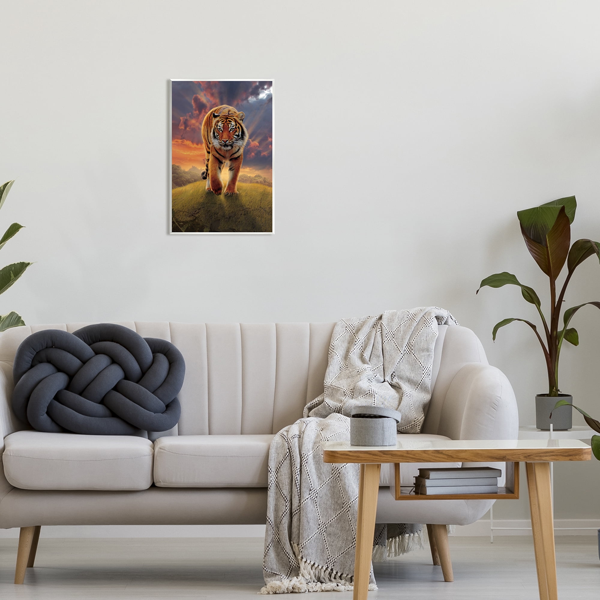Stupell Industries Rising Tiger Sunset Animals & Insects Painting Unframed Art Print Wall Art, 13 x 19