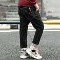 thumbnail image 6 of Boys Regular Straight Fit Jeans Namely Stretch Denim Pants Made of Polyester with Elastic Waistband and Belt Loops in Slim Straight Leg Style Comfortable for School and Outdoor, 6 of 8