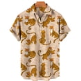 thumbnail image 4 of Camisas de verano con estampado de animales de dibujos animados para hombre, blusas casuales de gran tamaño de manga corta con estampado de leopardo, blusas de tendencia con solapa, 4 of 4