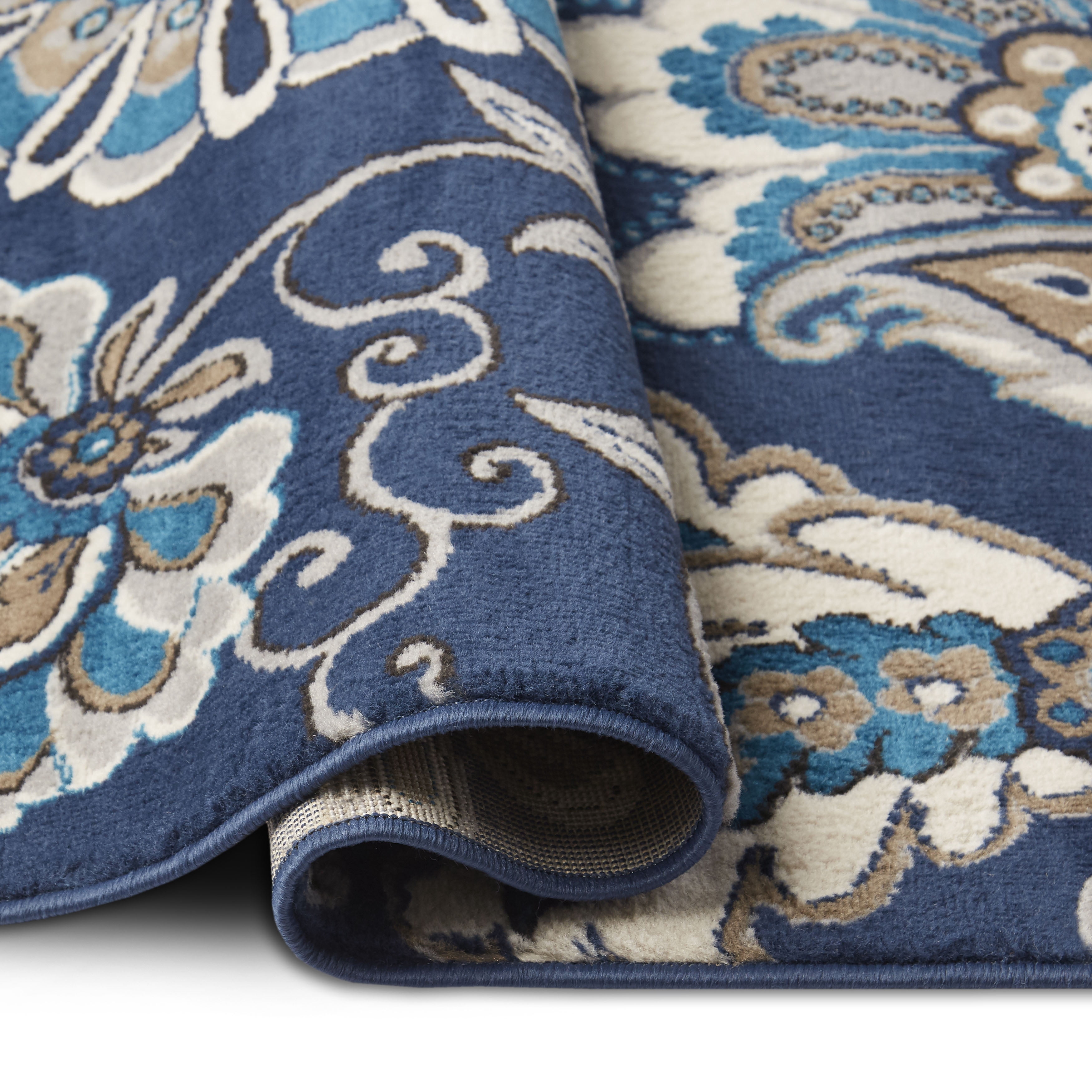 Home Dynamix Tremont Lincoln Bohemian Floral Area Rug, Navy Blue/Grey, 6'6"x9'6"