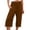 513_Coffee, variant on Jxximdong Capris Pants for Women, Solid Color Drawstring Cotton Linen Casual Pants Leg Drawstring 7 Points Casual Pants, Black Women's Cropped Pants