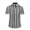 thumbnail image 1 of Mens Stripe Shirt Lapel Short Sleeve Dress Shirt Button-down Loose Blouse Tops, 1 of 4