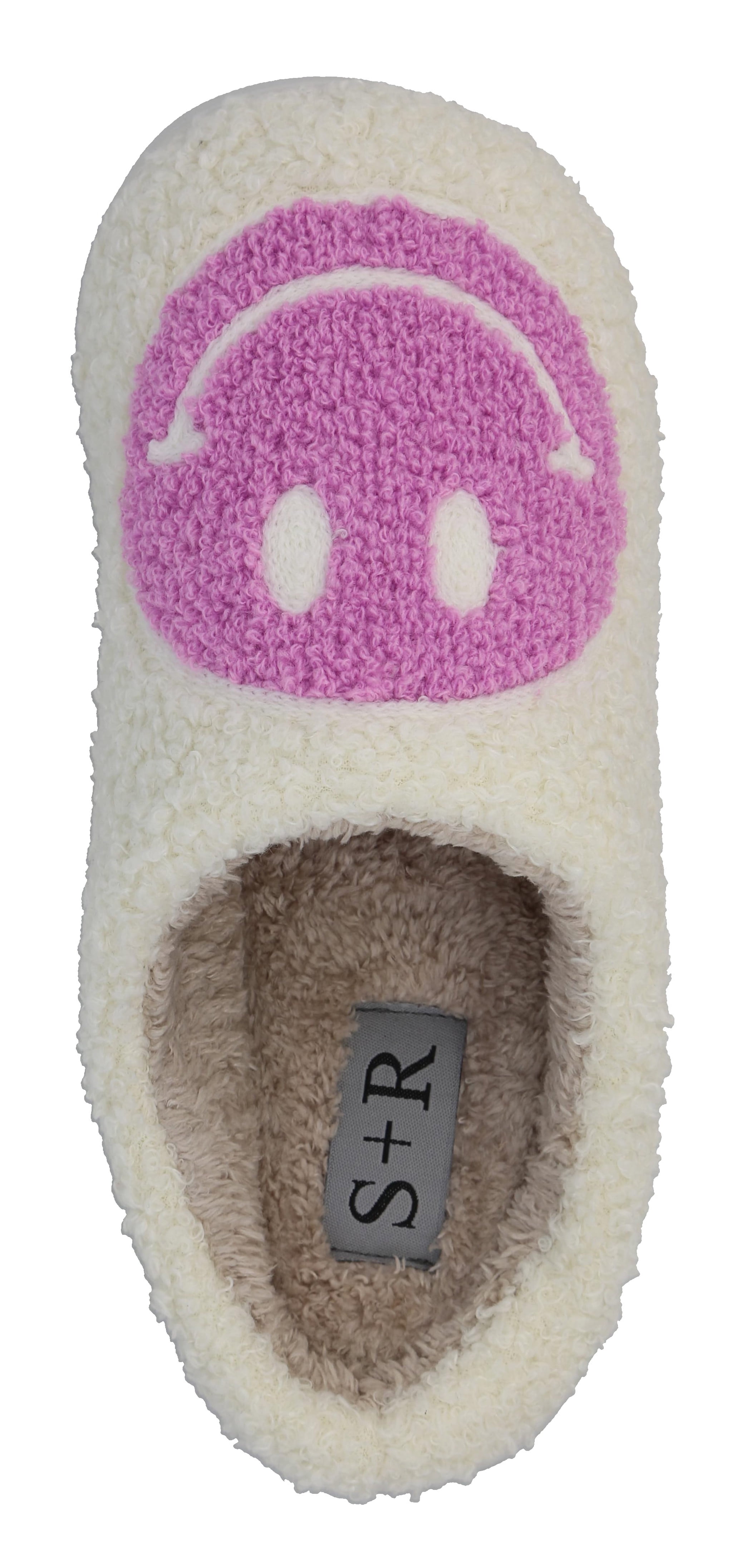 S+R Women's Smiley Graphic Cozy Slide Slipper