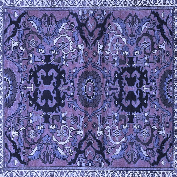 Ahgly Company Machine Washable Indoor Square Persian Blue Traditional Area Rugs, 6' Square