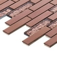 thumbnail image 5 of Sample - Rose Gold Metallic Metal Glass 2/3 offset Linear Mosaic Tile Kitchen Backsplash, 5 of 6