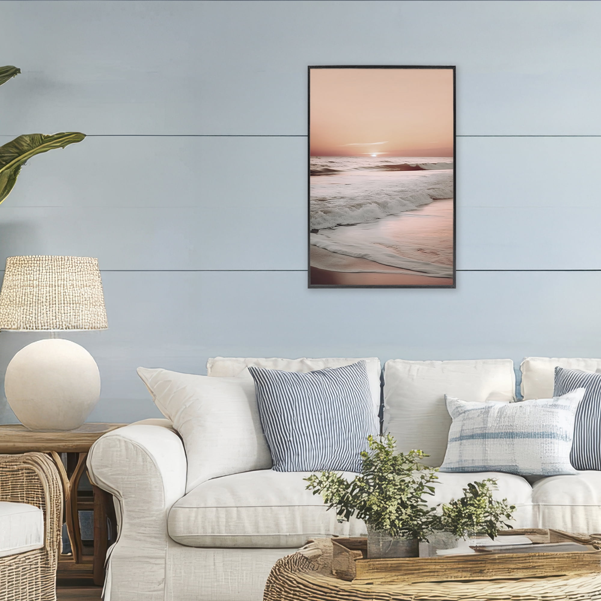 Apricot Beach View Black Framed Giclee Art, design by Decent Exposures