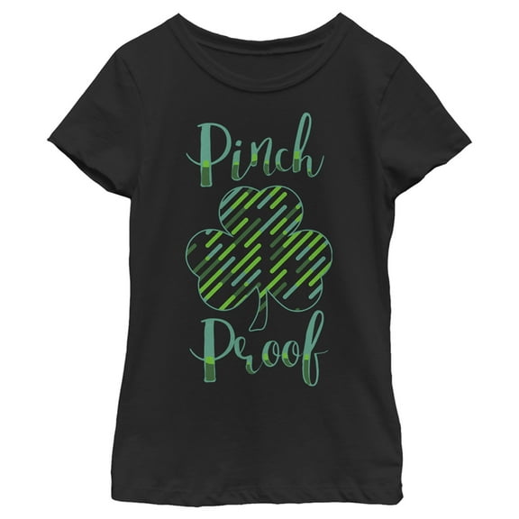 Girl's Lost Gods St. Patrick's Day Pinch Proof Shamrock Graphic Tee Black Medium