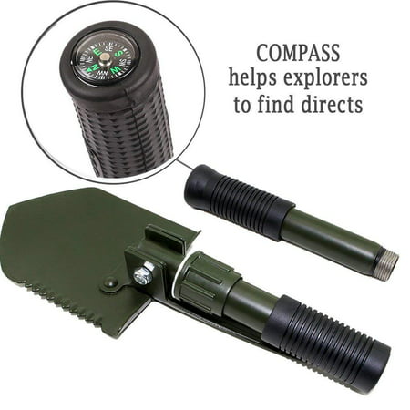 Portable 16'' Multi Functional Military Tactical Folding Shovel W/Compass ~ Camping/Hiking / Survival/Fishing Tools