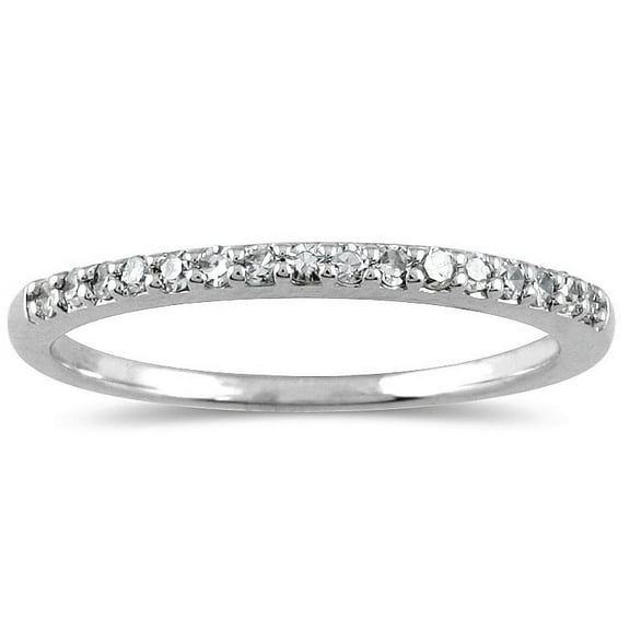 SZUL Women's 1/6 Carat TW Diamond Wedding Band in 10K White Gold (J-K-L Color, I2-I3 Clarity)