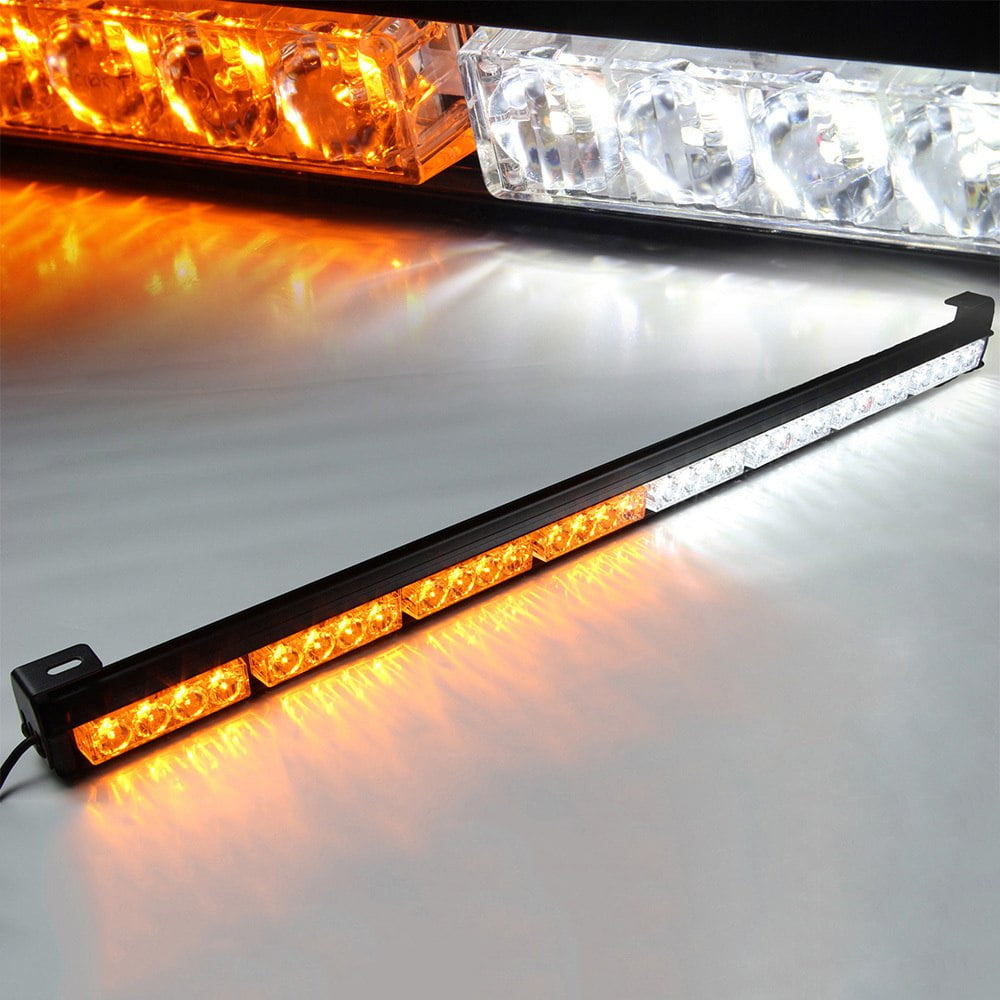Xprite Amber & White 35.5" 32 LED Traffic Advisor Strobe Light Bar Kit