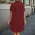 thumbnail image 3 of Xmyrz Vacation Dresses For Women 2025 Button Down Shirt Dress Short Sleeve Comfy Versatile Tunic Midi Dress Casual Dresses, 3 of 5