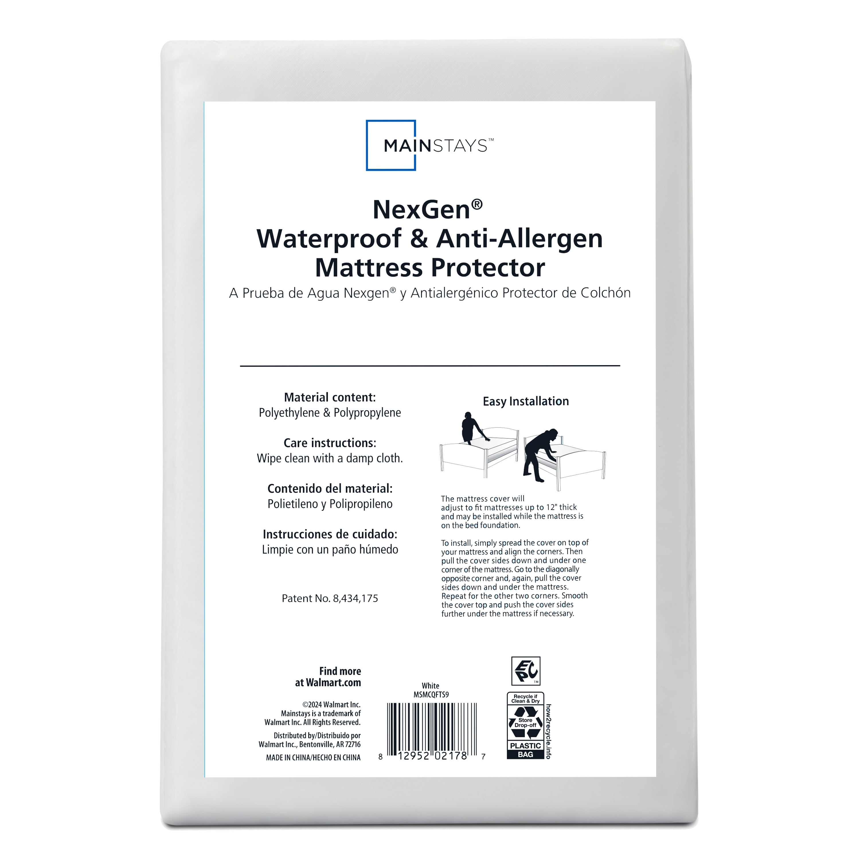 Mainstays NexGen Waterproof Fitted Mattress Protector, King