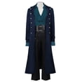 thumbnail image 5 of Hulanddfd Mens Coat Gothic Long Trench Coat, Stand Collar Double Breasted Outerwear with Silver Buttons, Vintage Wear, 5 of 7