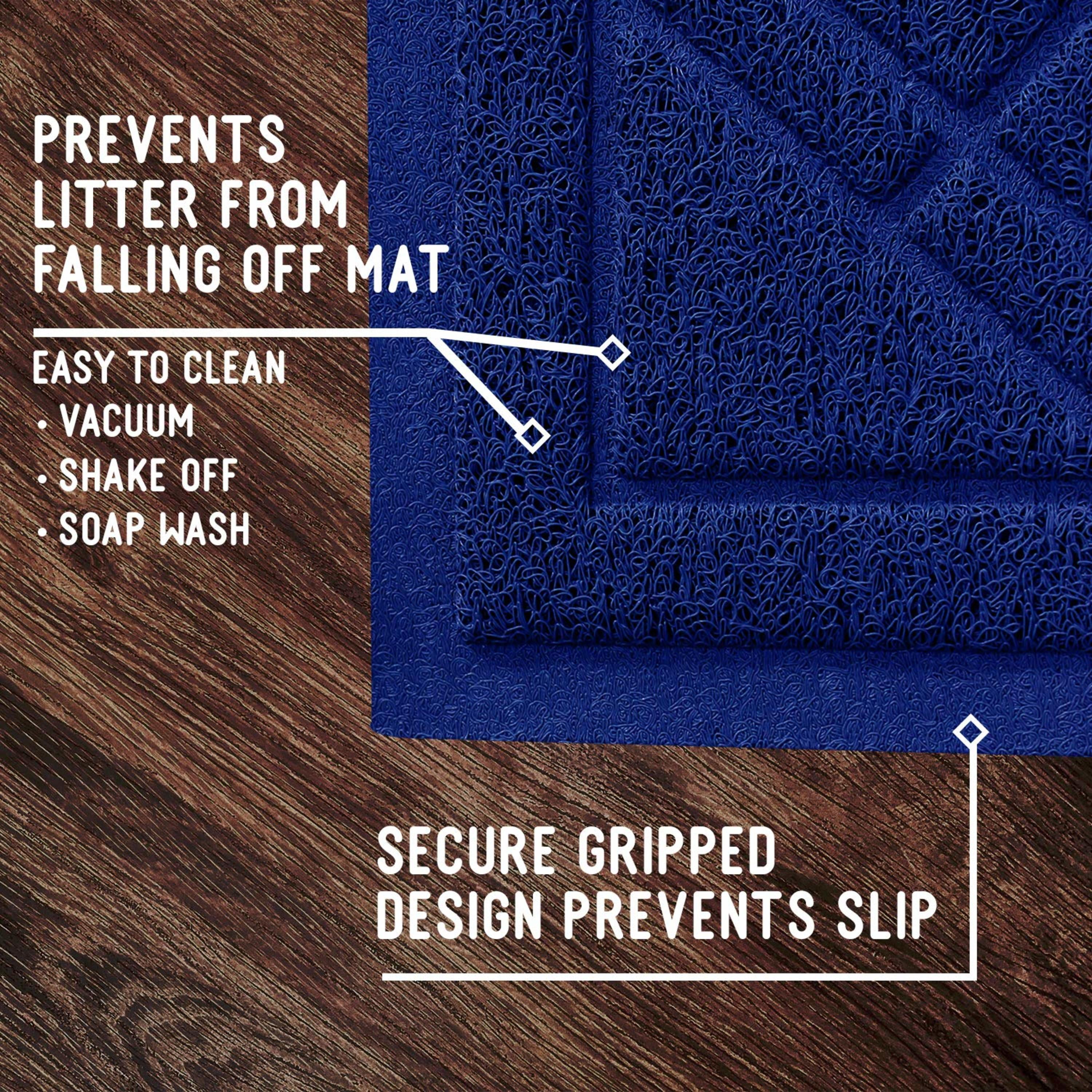 Downtown Pet Supply Non Slip and Washable Cat Litter Mat 35" x 42", Blue