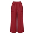 thumbnail image 5 of Womens Pants summer Wide Leg Cotton Linen pants Casual Loose Lightweight palazzo Pant vacation Travel Outfits, 5 of 5