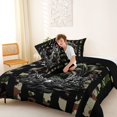 thumbnail image 4 of Feelyou Rustic Camo Fishing Bass Full Size Comforter Sets for Men Boys, Camouflage USA Flag Bedding Sets, Green Black, Black Reversible, 3pcs, 4 of 6