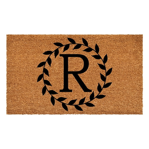 Laurel Wreath Doormat, 17" x 29" (Letter R)