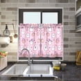 thumbnail image 4 of Yayeee Kitchen Curtains Tier Pair Light Filtering 27"x36" Rod Pocket Short Cafe Window Panel, Pink Halloween, 4 of 7