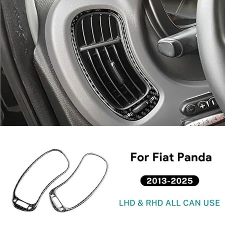 For Fiat Panda 2013-2019 2020 2021 2022 2023 2024 2025 LHD RHD Car Air Outlet instrument Panel Real Soft Carbon Fiber Sticker.