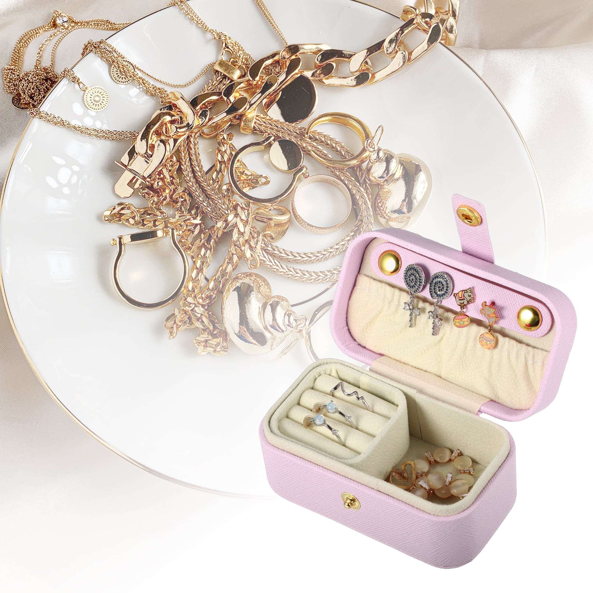 Unique Bargains 1pc Mini Elegant Square Jewelry Box for Travel Purple
