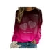 thumbnail image 2 of Día de San Valentín Blusa para mujer Manga larga Love Eement Prints Camiseta con cuello redondo Sudadera XBTCLXEBCO Corazón fucsia, CH, 2 of 6