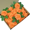 thumbnail image 2 of Yuarrent 25 piezas PE Artificial Rosa decorativa realista hogar escritorio boda fiesta ceremonia flor rama planta decoración Kits de decoración para fiestas Azul claro, 2 of 6